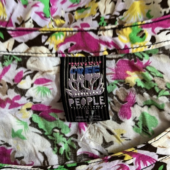 Free People Vintage Babydoll Floral U Neck Front Button Long Sleeve Mini Dress - Picture 3 of 3